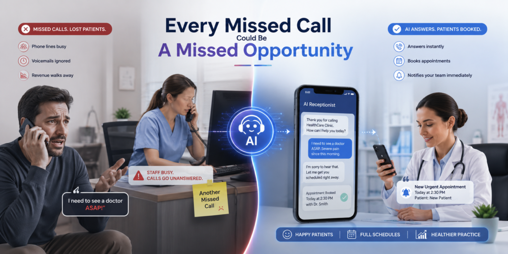 AI Receptionist for appointment booking in a dental and chiropractic practice — automated call answering screen