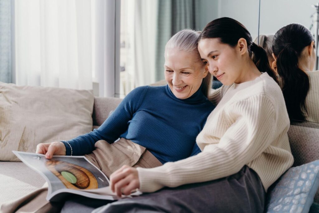 A mother and daughter sharing a joyful moment.
