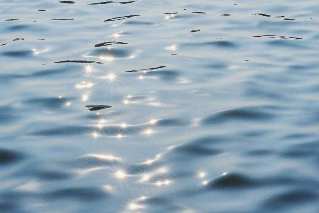 Sunlight sparkling on the rippled surface of a lake Sunlight sparkling on the rippled surface of a lake